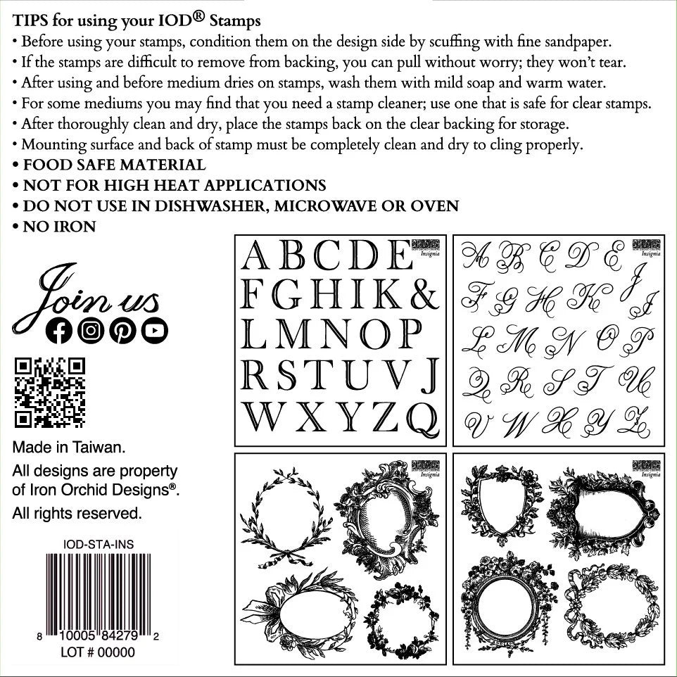 Insignia 6 x 6 stamp | Letters Typography decorative frames