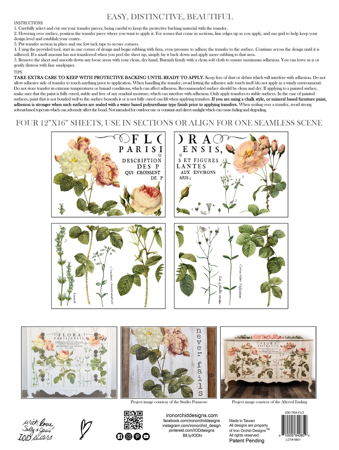 FLORA PARISIENSIS IOD TRANSFER 12×16 PAD