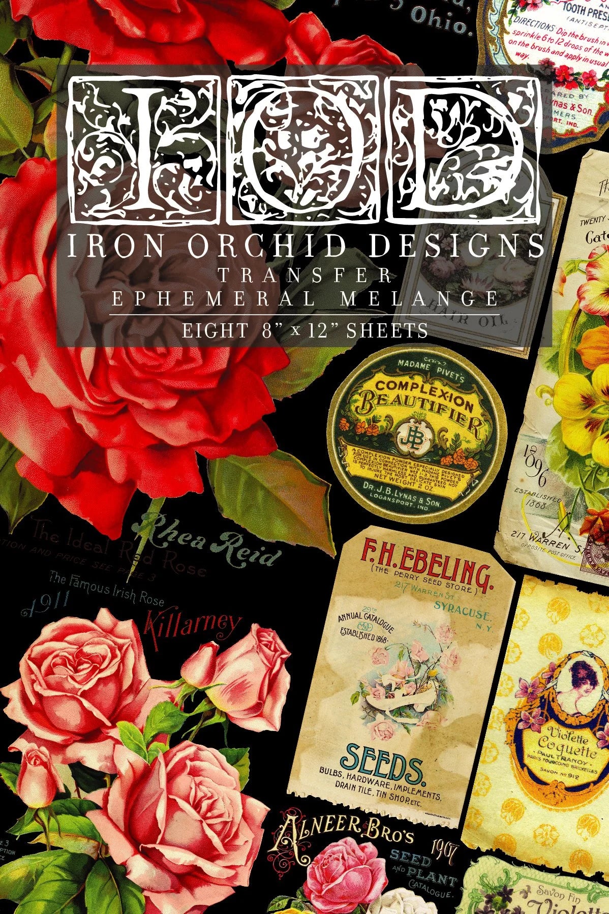 EPHEMERAL MELANGE IOD TRANSFER 8×12 PAD I vintage labels