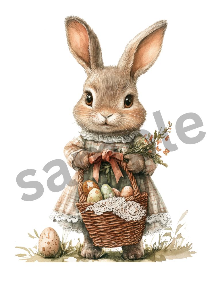 Cute Vintage Style Girl Bunny