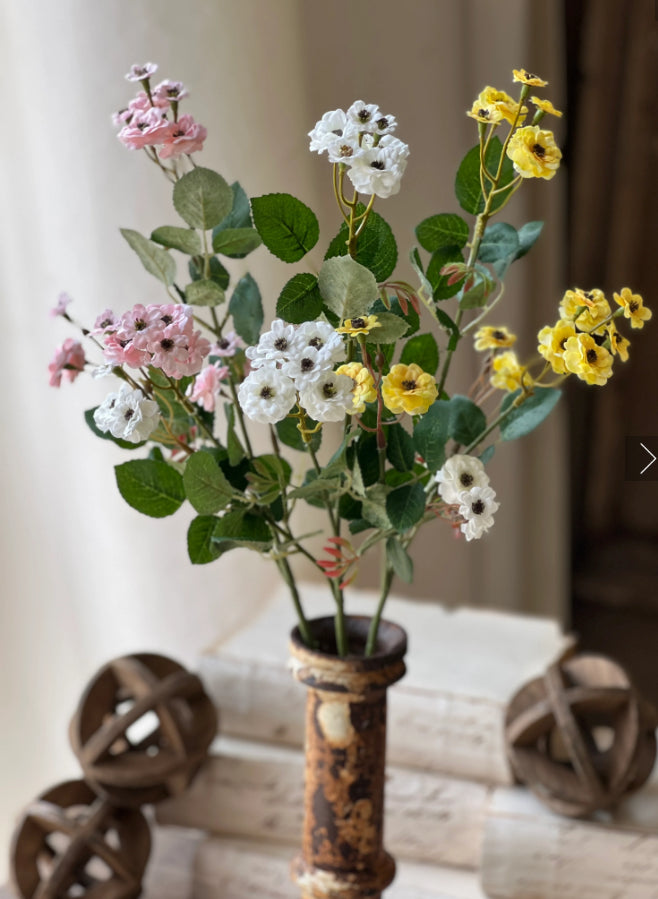 set of 2 Sweetbriar Rosettes | 23 in | Pink | small rose faux floral home decor