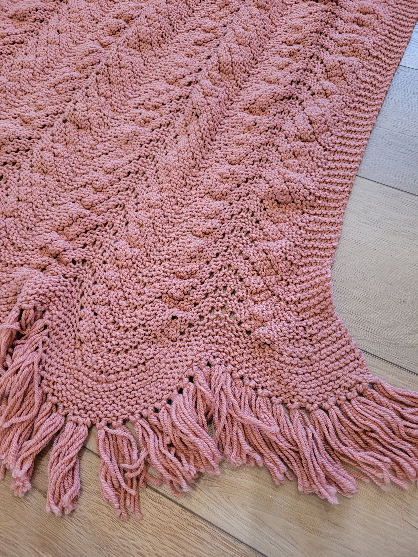 62" x 32" handmade crocheted blanket Afghan - pink