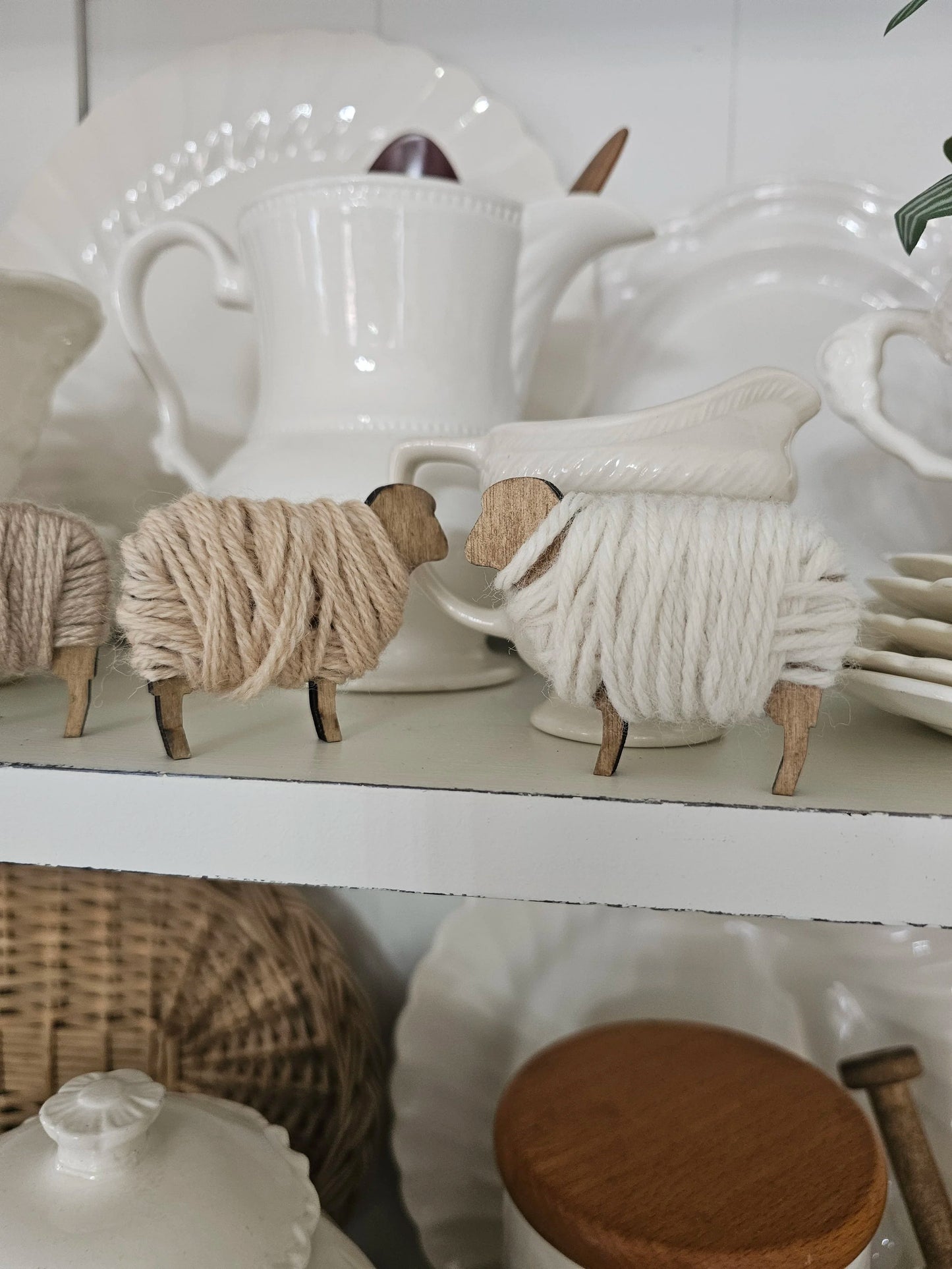 set of 3 yarn wrapped sheep