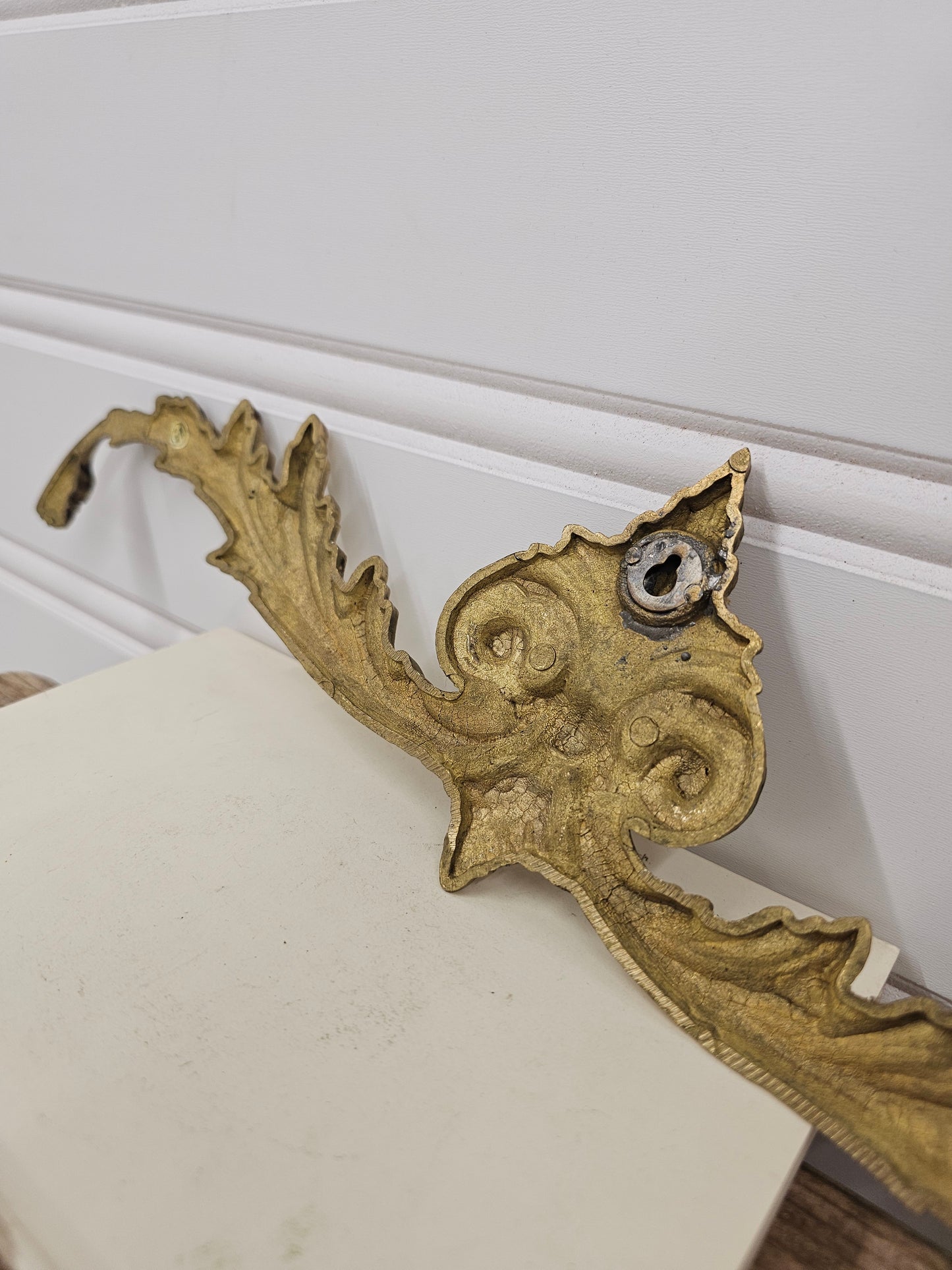 vintage brass pediment approx 15"