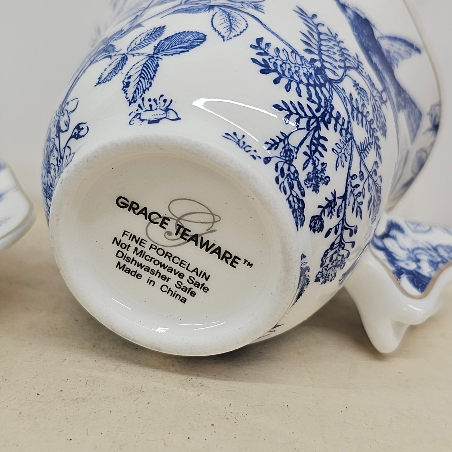 Blue and white teacup & saucer - Grace Teaware, fine porcelain