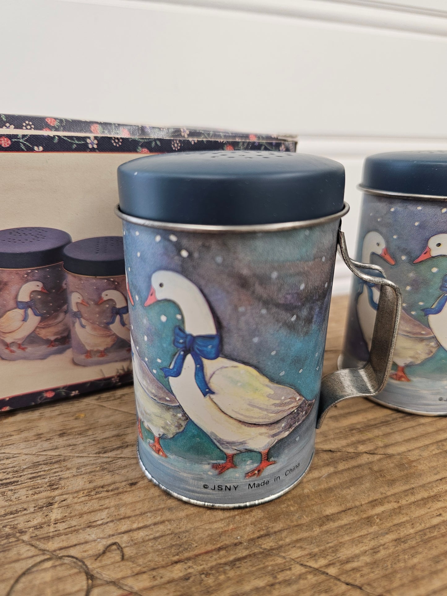 Winter Geese Tin S & P Shakers