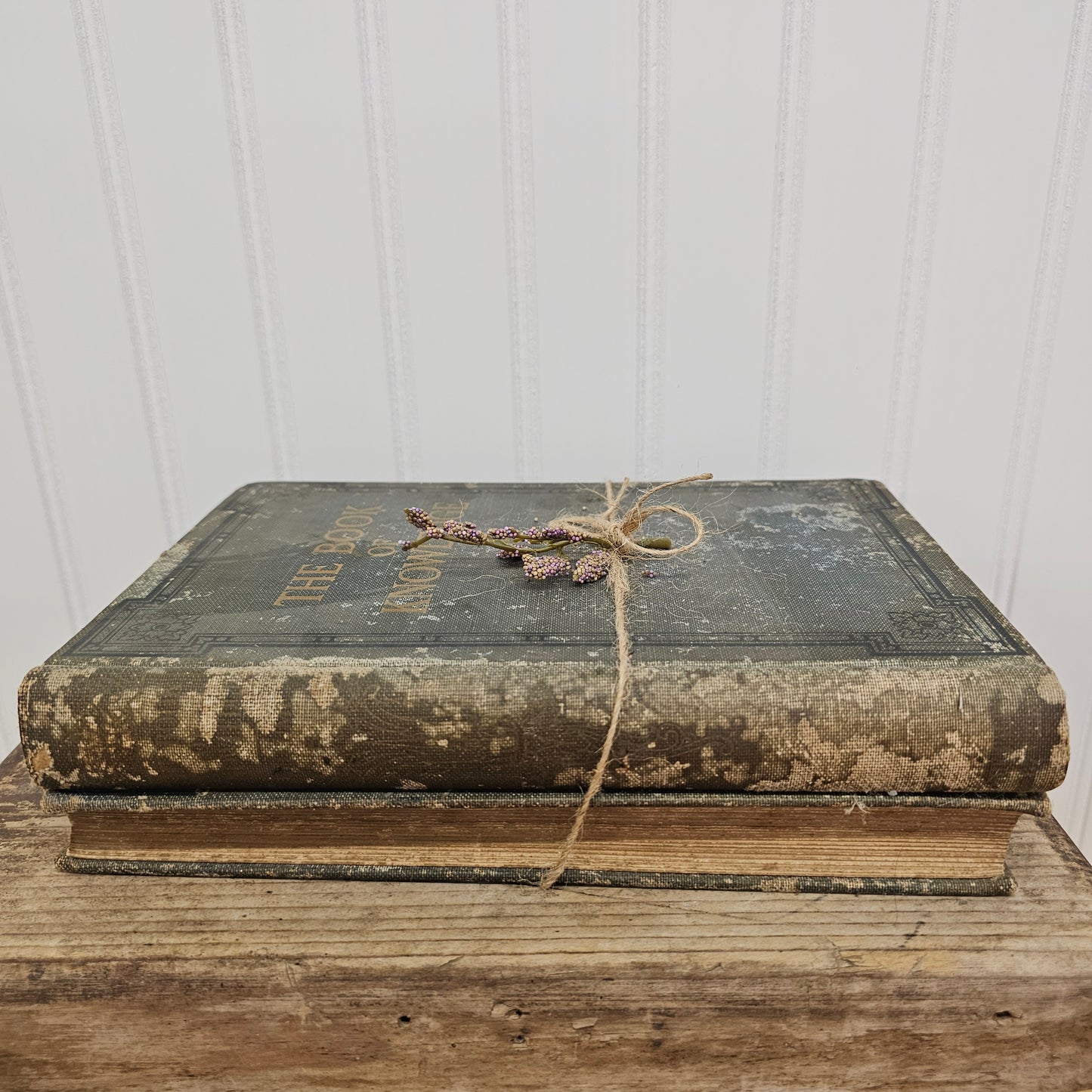Book stack with twine