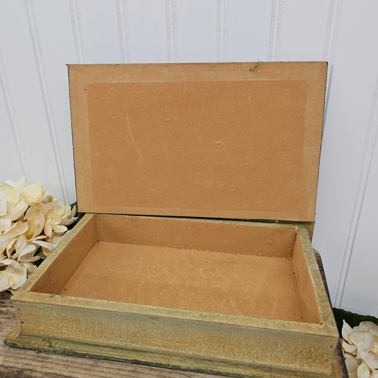 Green faux book shadow box