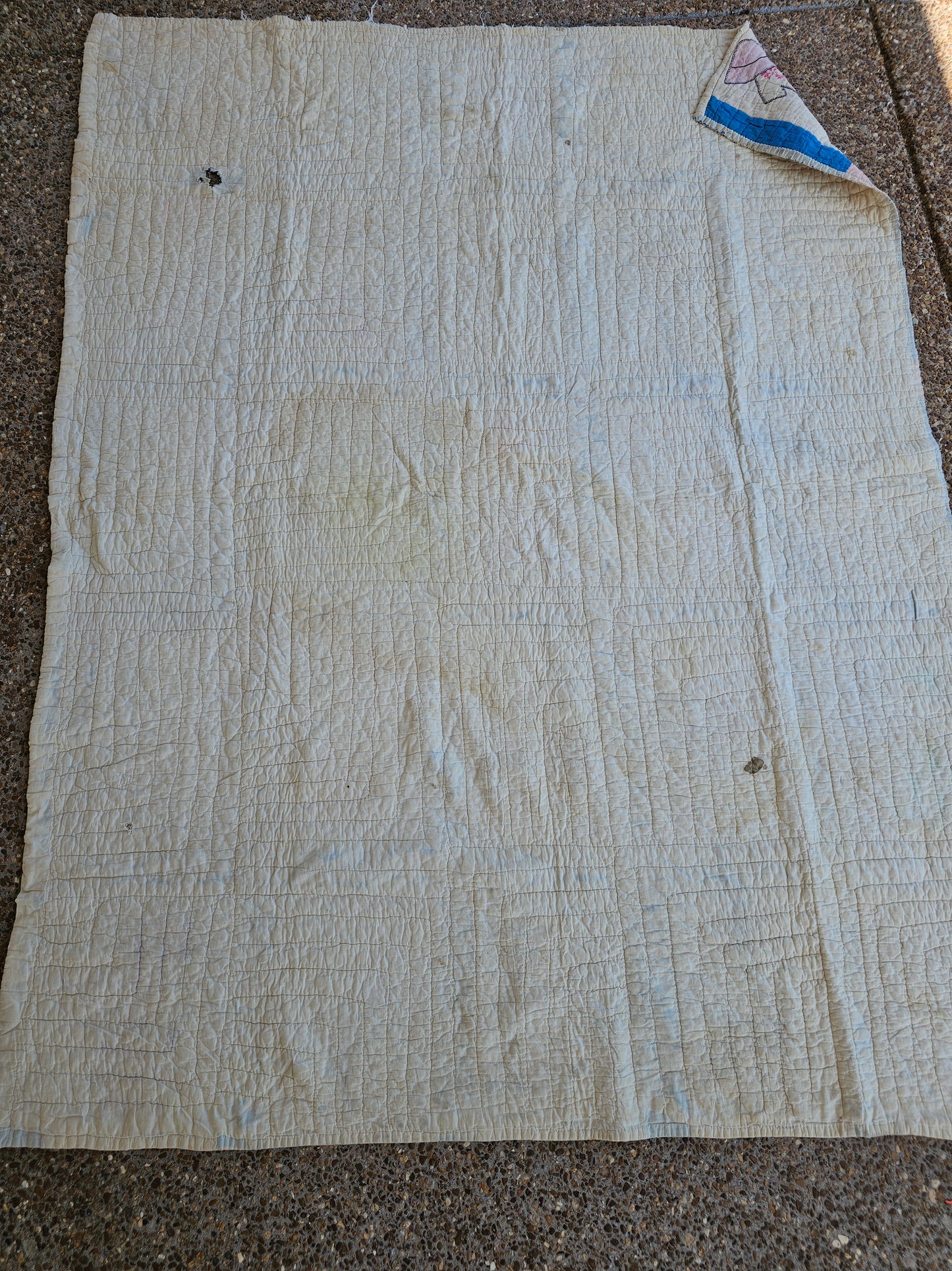 "Overall Sam" Handmade Quilt, approximately 77" x 58" - as is