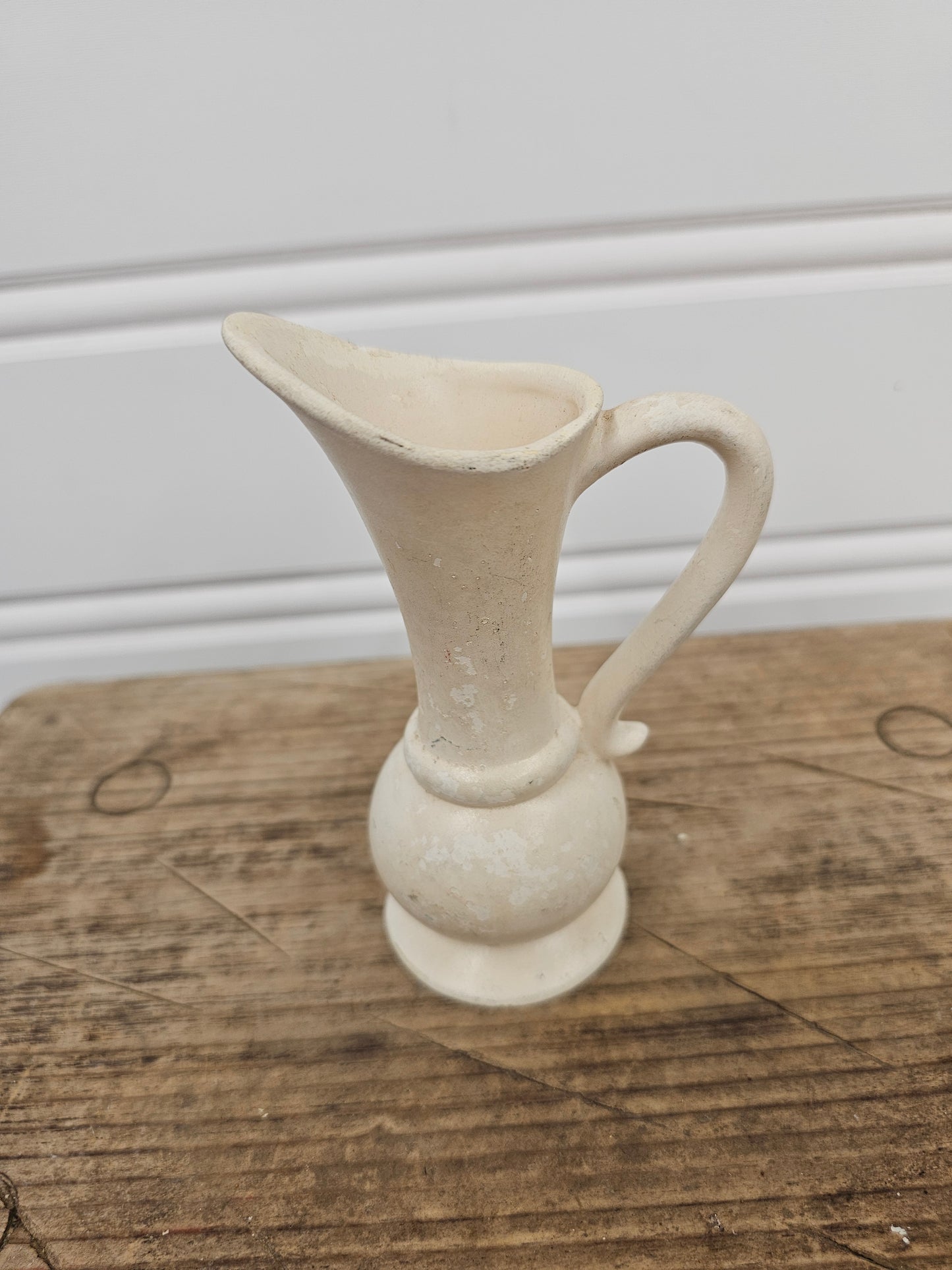 5 Inch vintage white ceramic pitcher