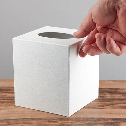 White Paper Mache Tissue Box Cover - 5" L x 5" W x 5-1/2" H