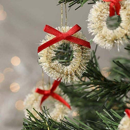 1-1/2" Miniature Ivory Sisal Christmas Wreaths (Pack of 3 )