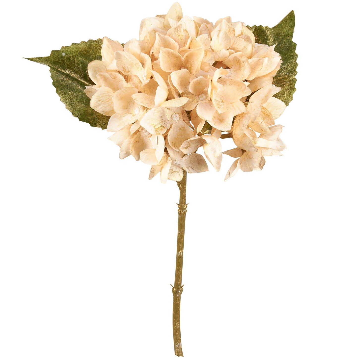 13" Cream & gold shimmer Hydrangea Floral Pick