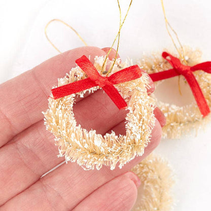 1-1/2" Miniature Ivory Sisal Christmas Wreaths (Pack of 3 )