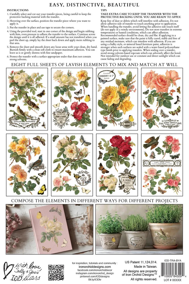 By Any Other Name 8 x 12 transfer | florals and botanicals