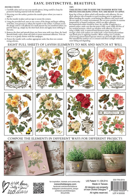 By Any Other Name 8 x 12 transfer | florals and botanicals