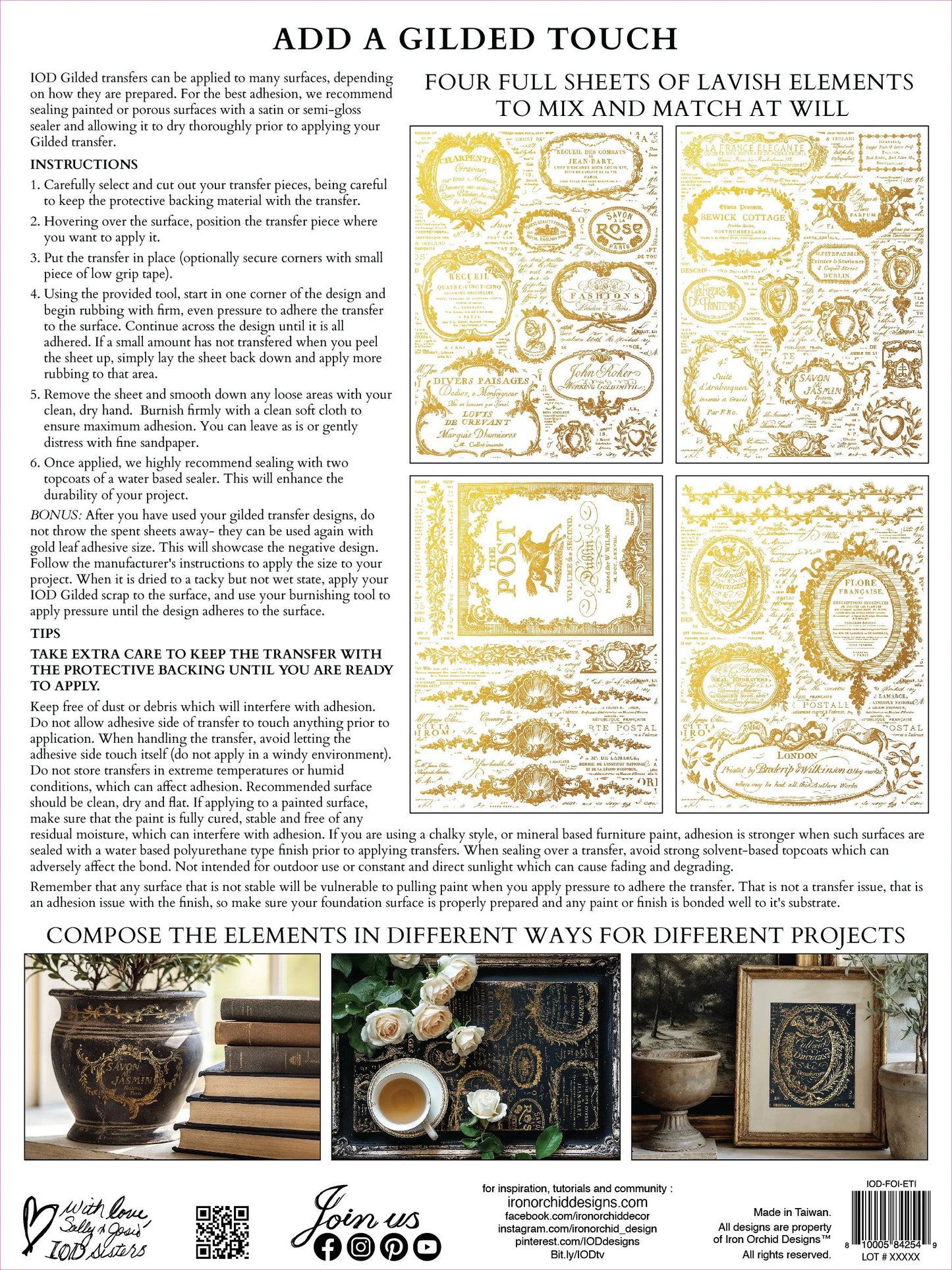 Étiquettes Foil Transfer, 4 Pages, 12”x16”, Gold