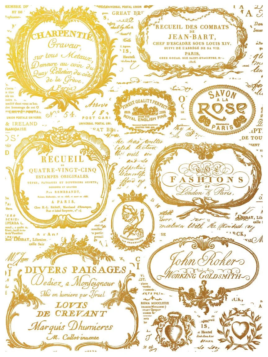 Étiquettes Foil Transfer, 4 Pages, 12”x16”, Gold