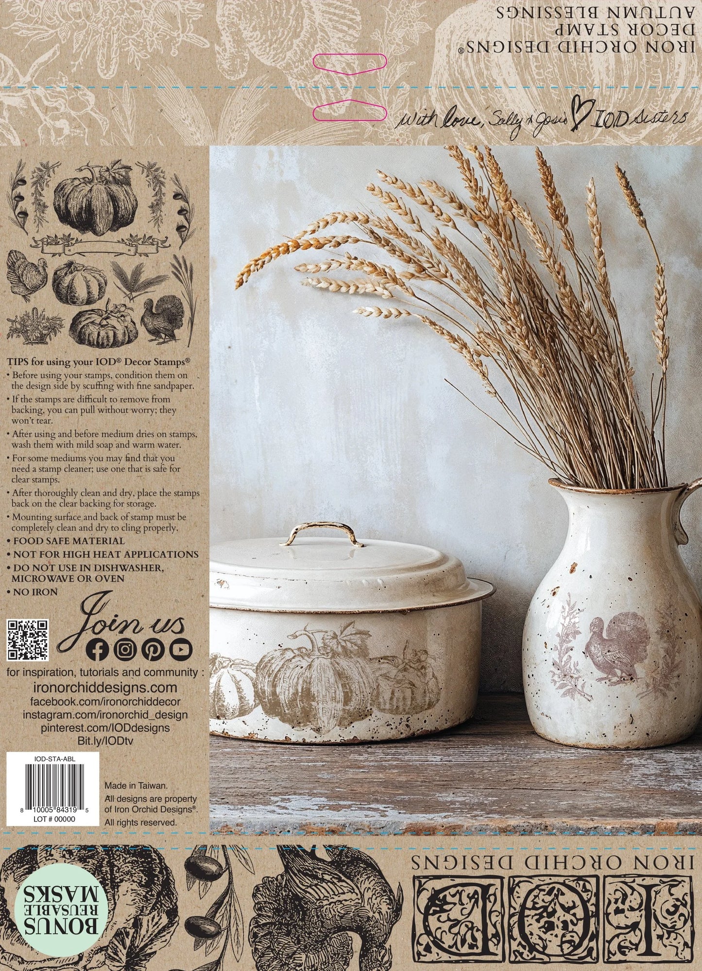 Autumn Blessings 12x12 IOD Stamp