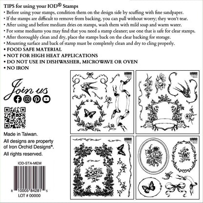 Countryside Memoirs 6 x 6 stamp | birds, butterflies, bows, decorative borders