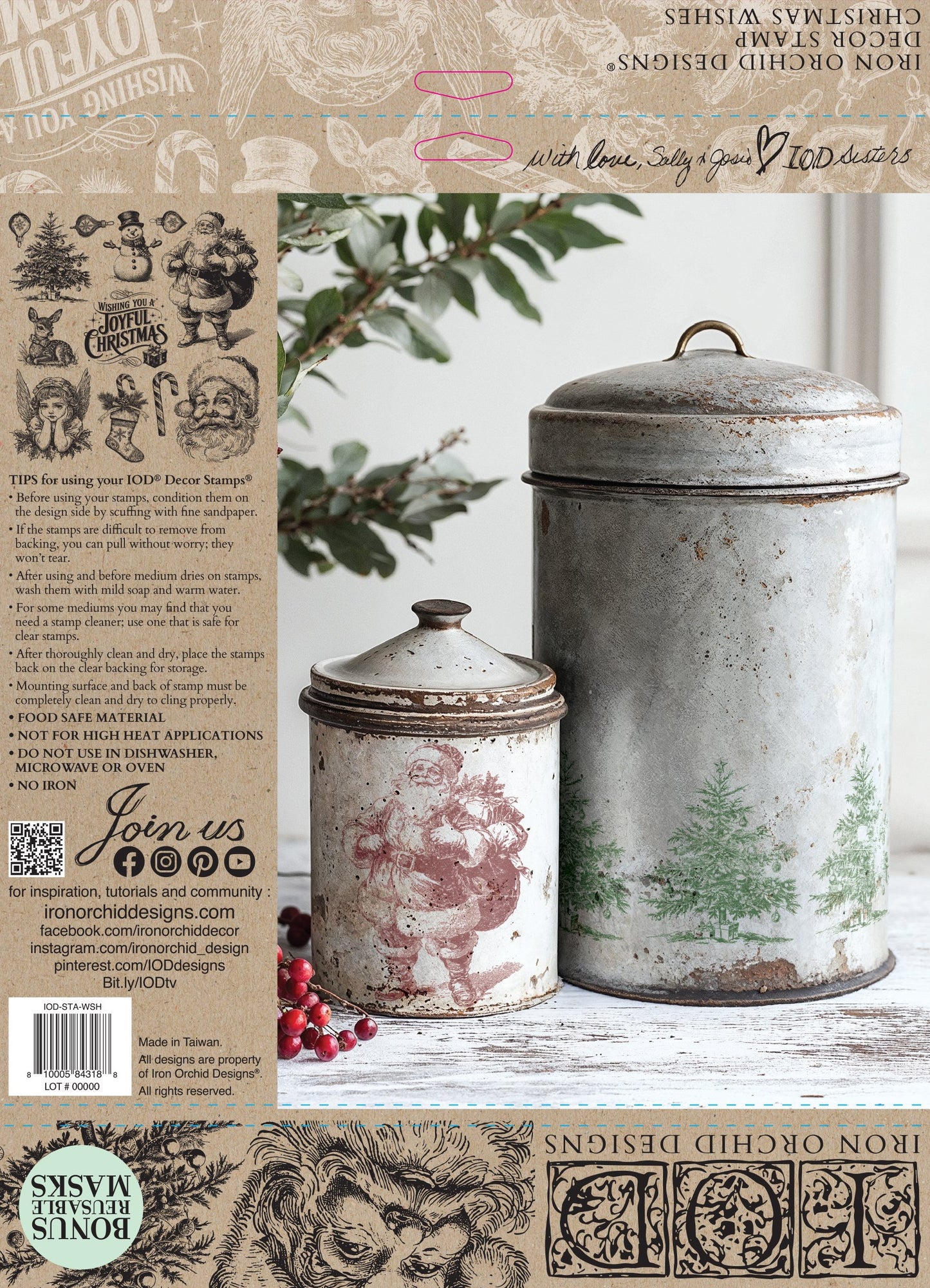 Christmas Wishes 12x12 IOD Stamp