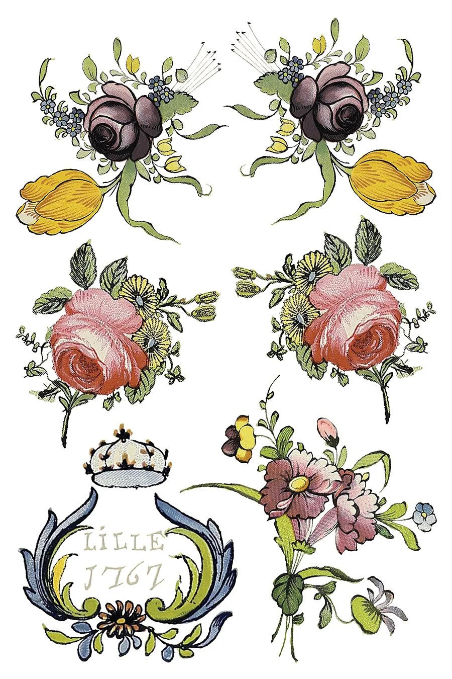 Fairy Tale Florals Transfer, 8 Pages, 8”x12”, Full Color