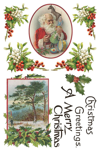 Christmas Joy IOD Transfer Pad 8x12 | Vintage Christmas Card Style | Holiday Craft Supplies | Junk Journal Ephemera | DIY Winter Décor