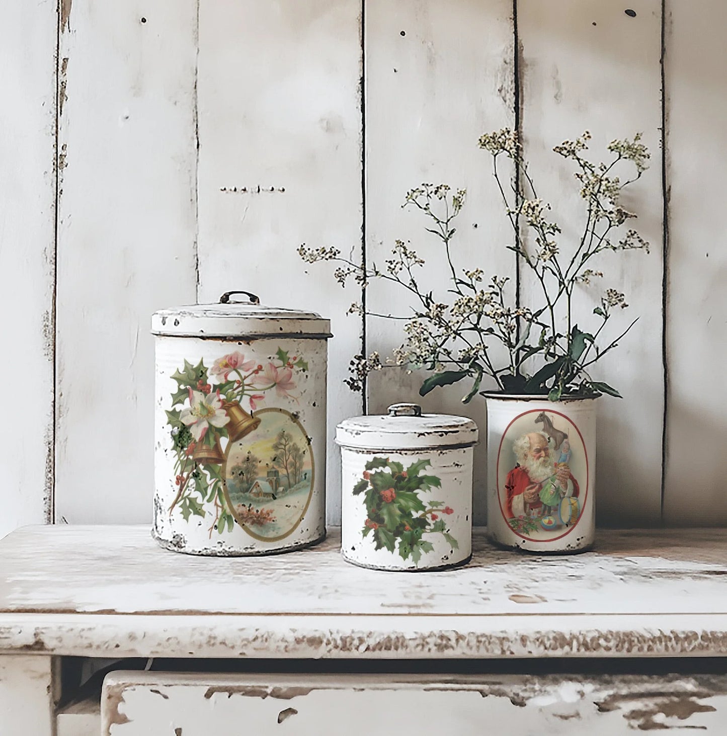 Christmas Joy IOD Transfer Pad 8x12 | Vintage Christmas Card Style | Holiday Craft Supplies | Junk Journal Ephemera | DIY Winter Décor