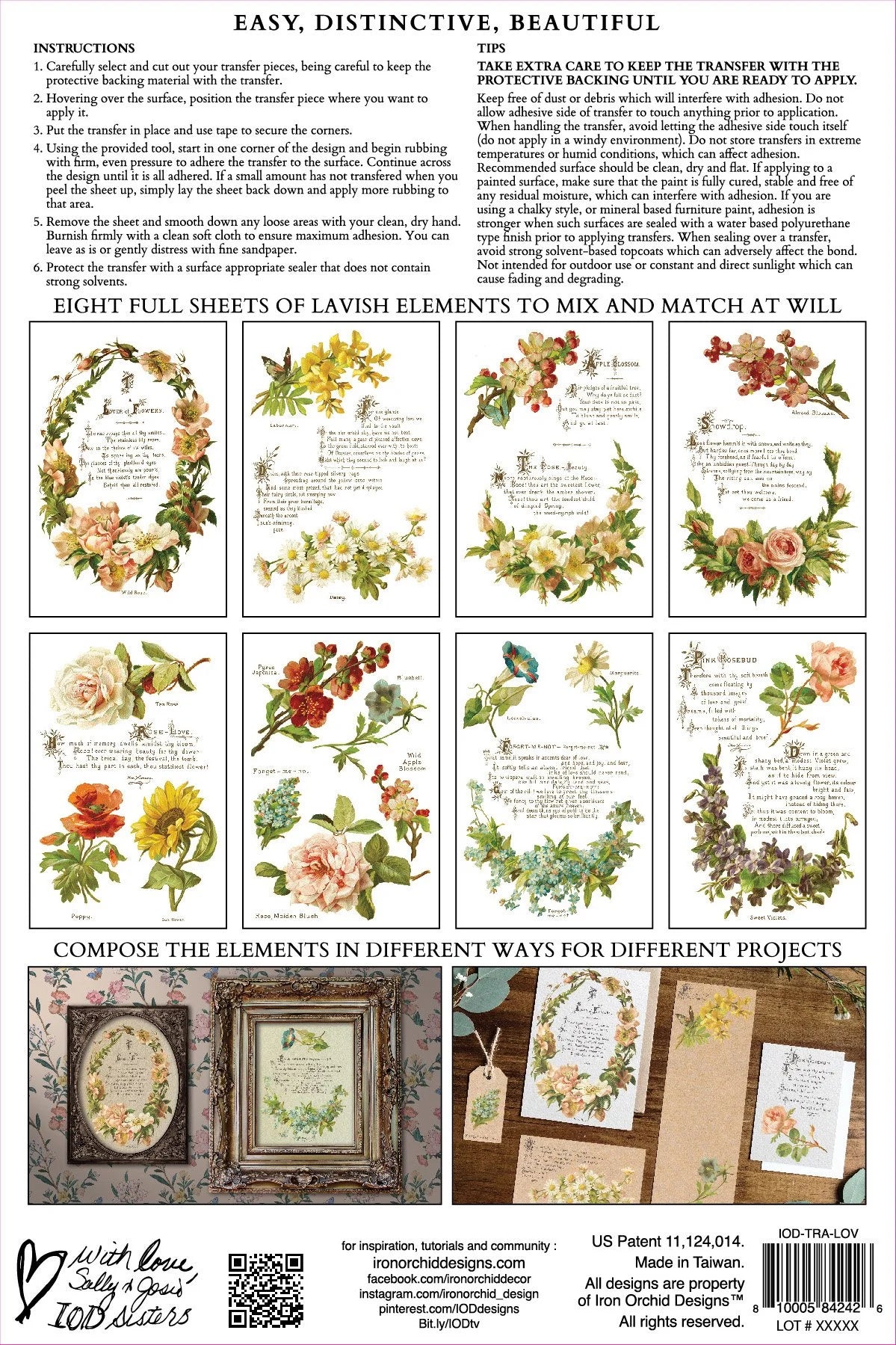 Floral design sheets with various arrangements on a white background