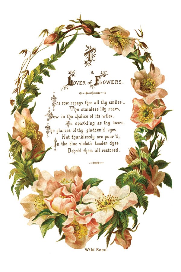 Floral wreath with text on a white background