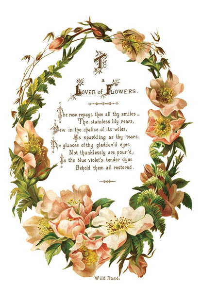 Floral wreath with text on a white background