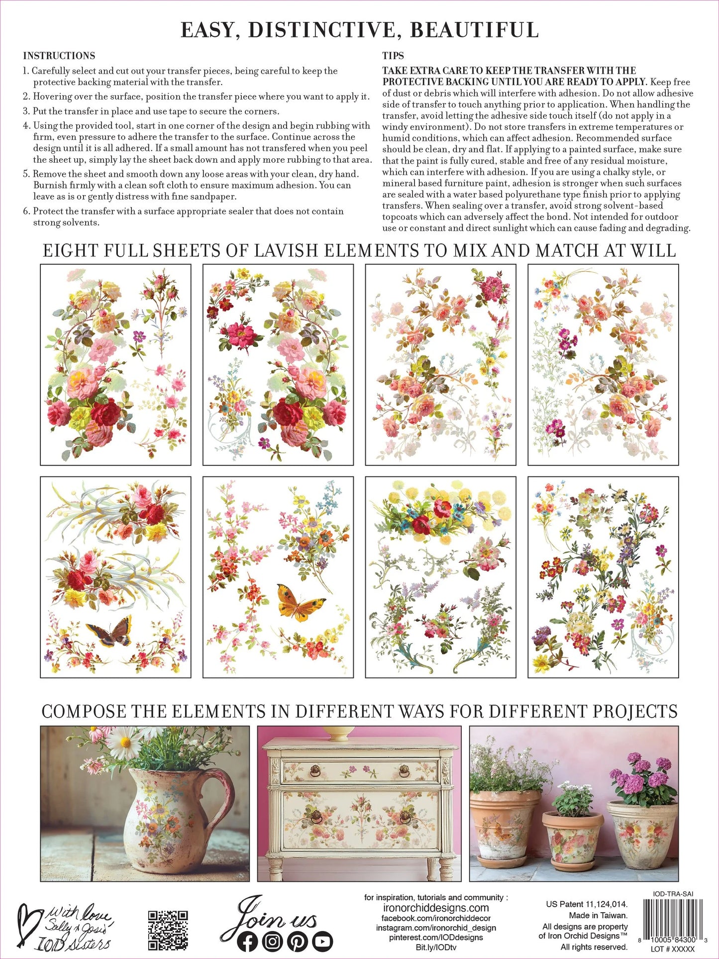 Saint Germain 12 x 16 transfer | floral