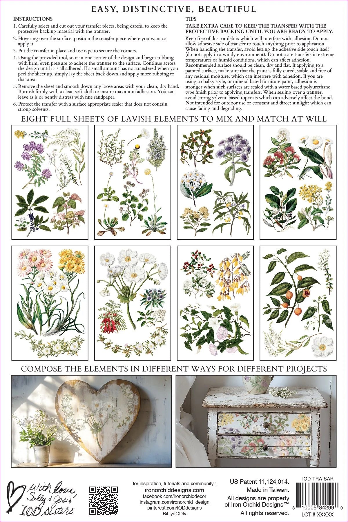 Sarah Featon’s Botanicals 8 x 12 transfer | florals