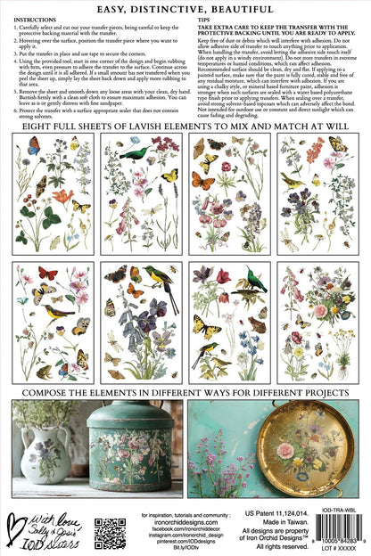 Wilde Bloemen 8 x 12 transfer | birds butterflies and flowers