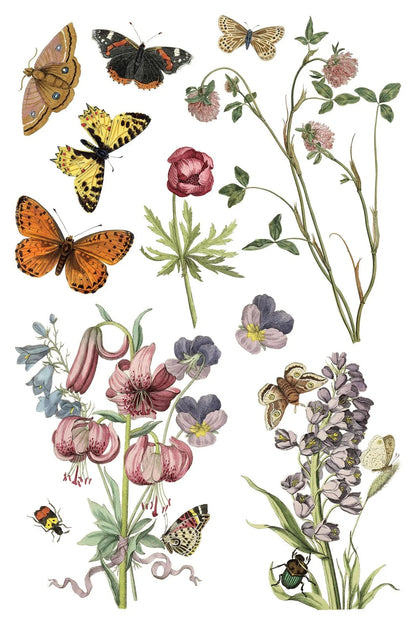 Wilde Bloemen 8 x 12 transfer | birds butterflies and flowers