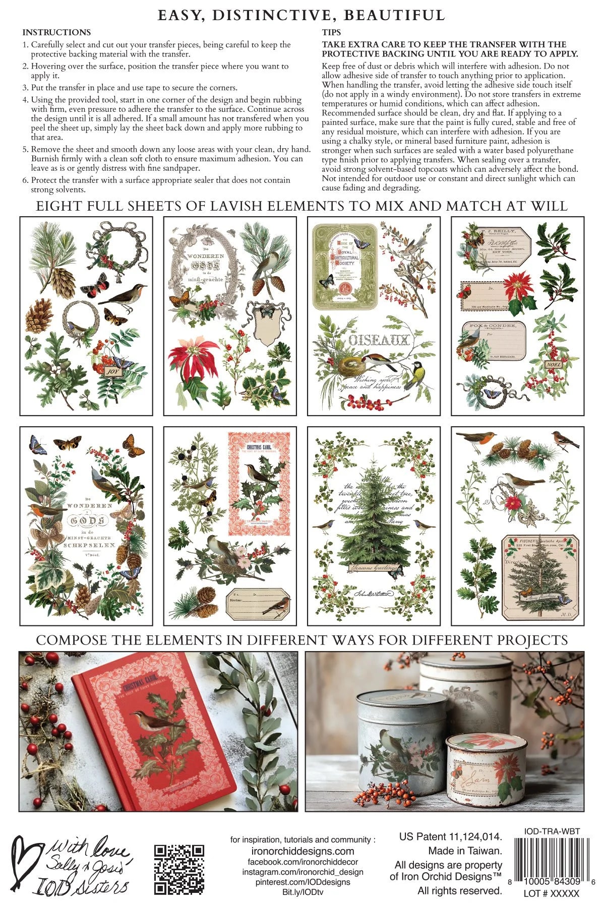 Winter Botanist IOD Transfer Pad 8x12 | Vintage Botanical Christmas | Holiday Craft Supplies | Junk Journal Ephemera | DIY Winter Décor