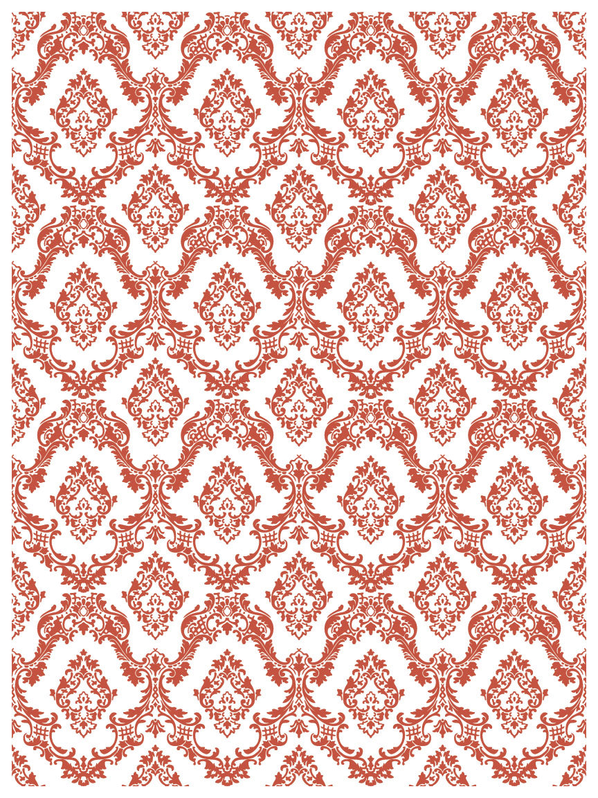 Red and white damask pattern on a white background