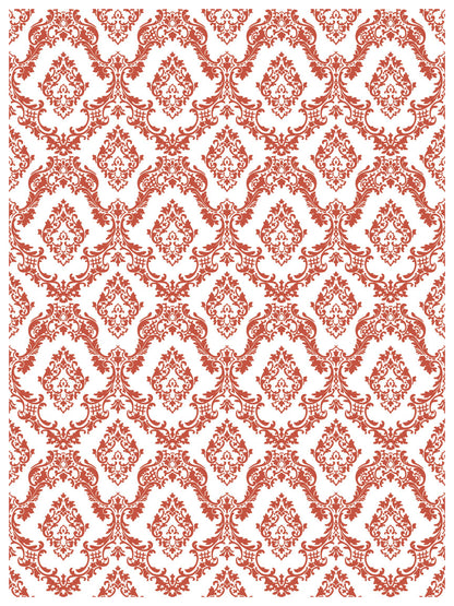Red and white damask pattern on a white background