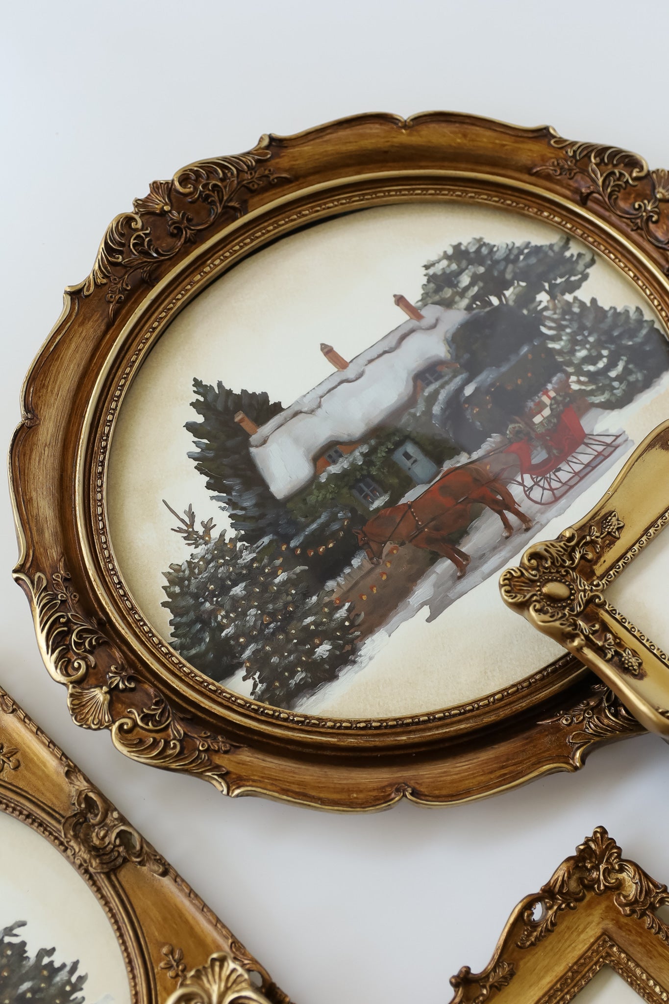 A Cotswold Christmas IOD Transfer Pad 8x12 | Hand-Painted Oil Artwork | Holiday Craft Supplies | Junk Journal Ephemera | DIY Winter Décor