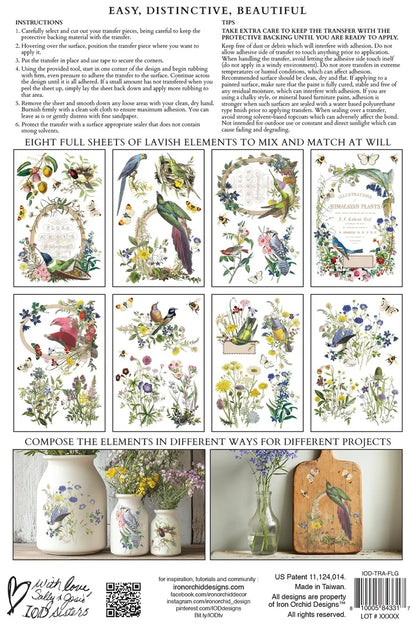 Flora Greca 8 x 12 transfer | birds and botanicals
