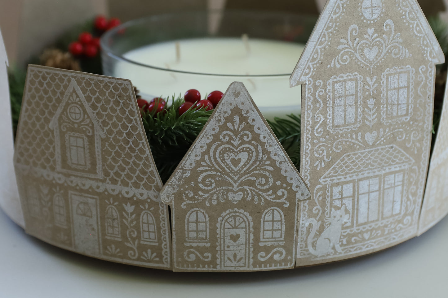 Gingerbread Lane I Folk Art Christmas Village 12x12 IOD Stamp Holiday Collection