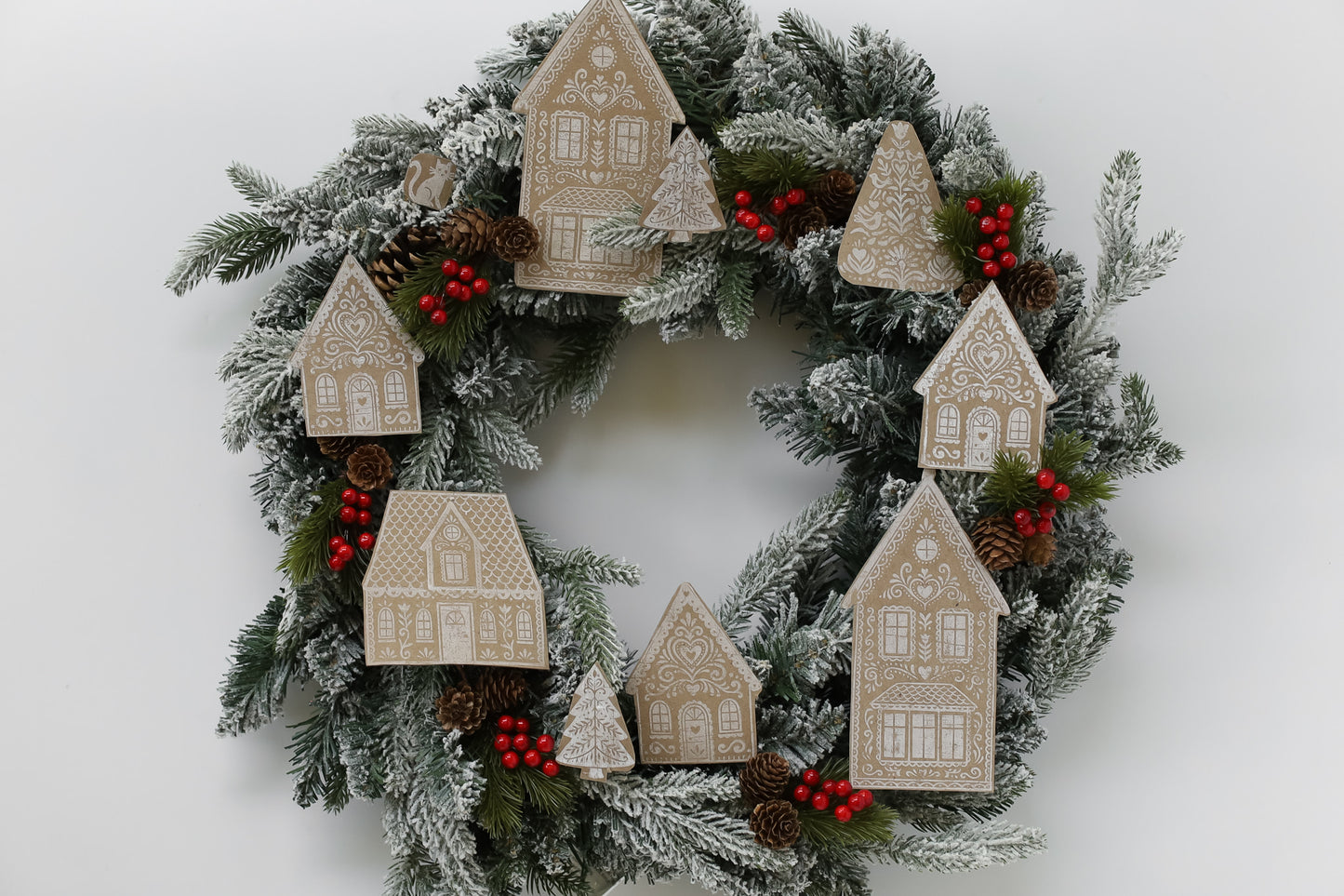 Gingerbread Lane I Folk Art Christmas Village 12x12 IOD Stamp Holiday Collection
