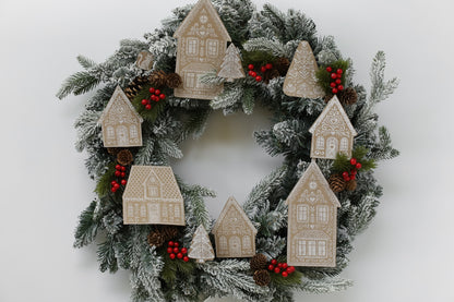 Gingerbread Lane I Folk Art Christmas Village 12x12 IOD Stamp Holiday Collection
