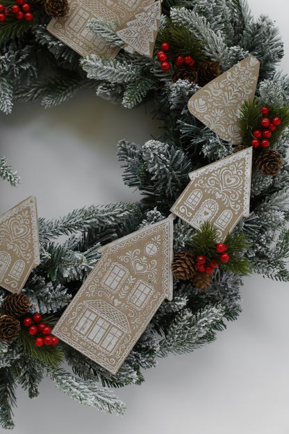 Gingerbread Lane I Folk Art Christmas Village 12x12 IOD Stamp Holiday Collection
