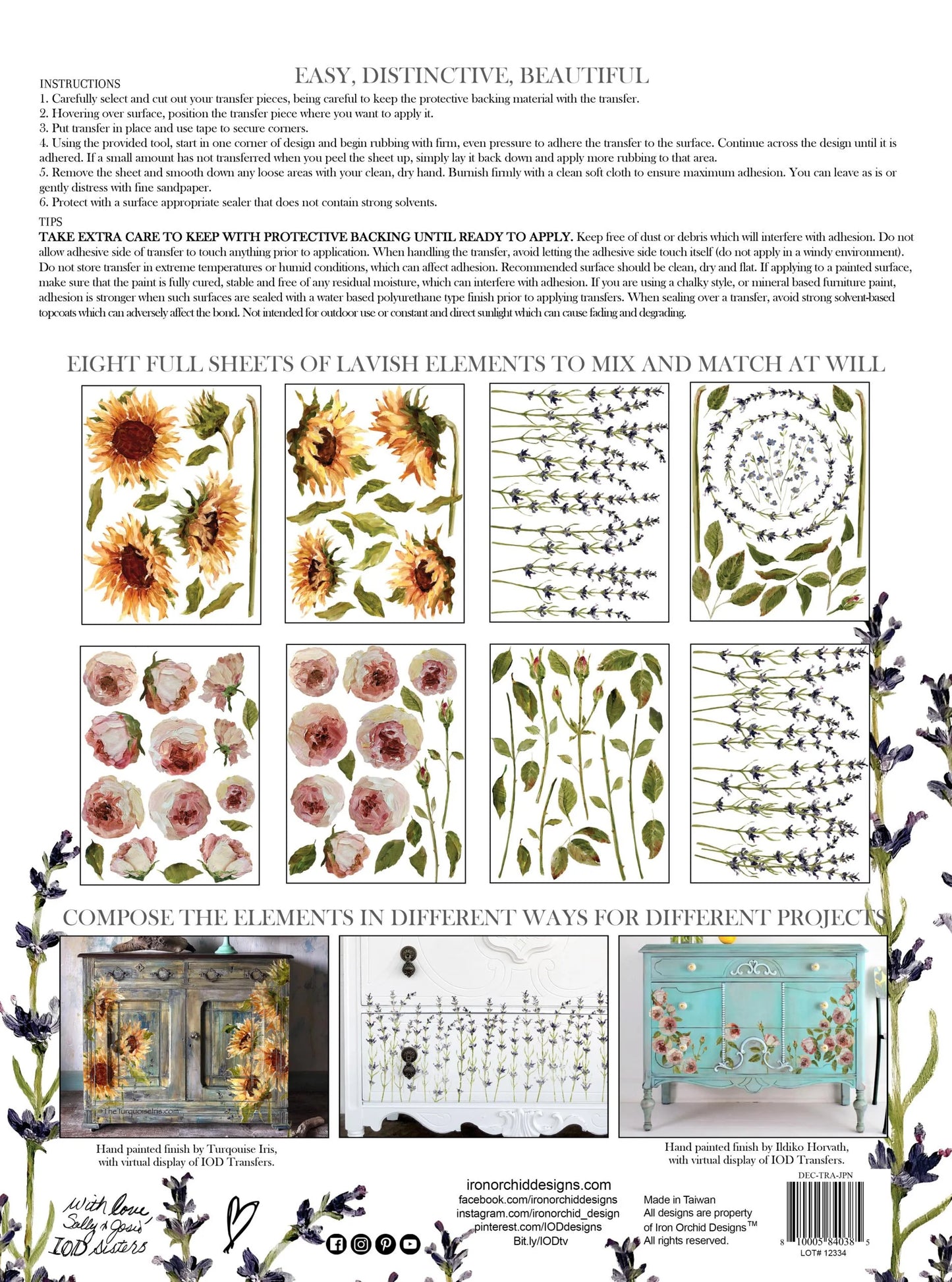 PAINTERLY FLORALS IOD TRANSFER 12×16 PAD