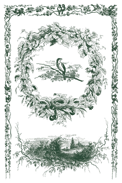 Little Lark, birds, nest & florals IOD Paint Inlay 8x12 Pad