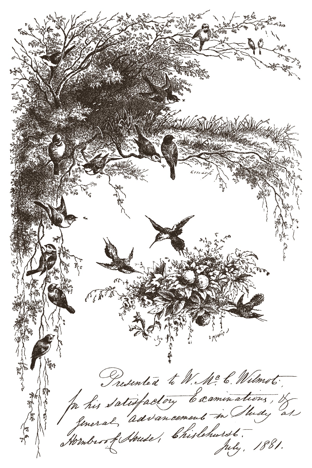 Little Lark, birds, nest & florals IOD Paint Inlay 8x12 Pad
