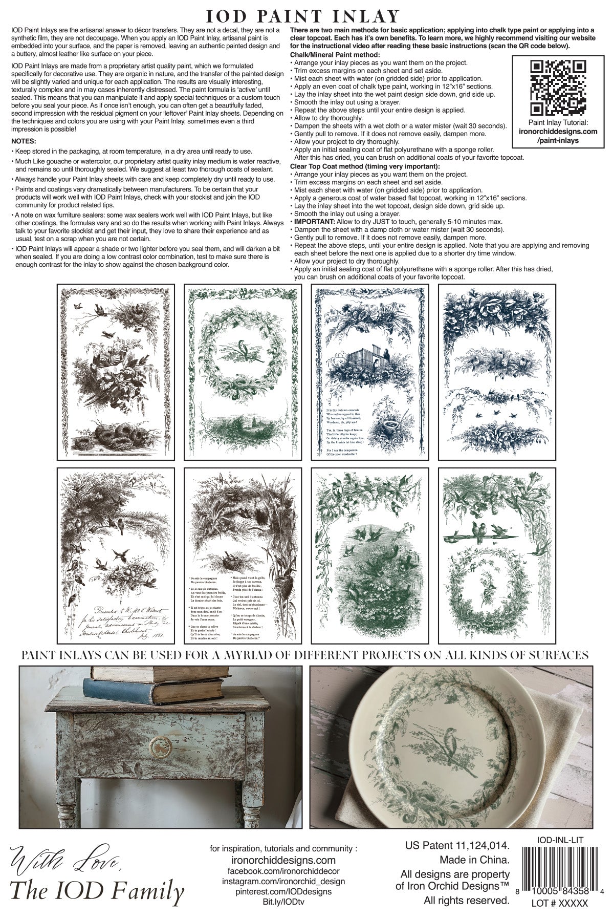 Little Lark, birds, nest & florals IOD Paint Inlay 8x12 Pad