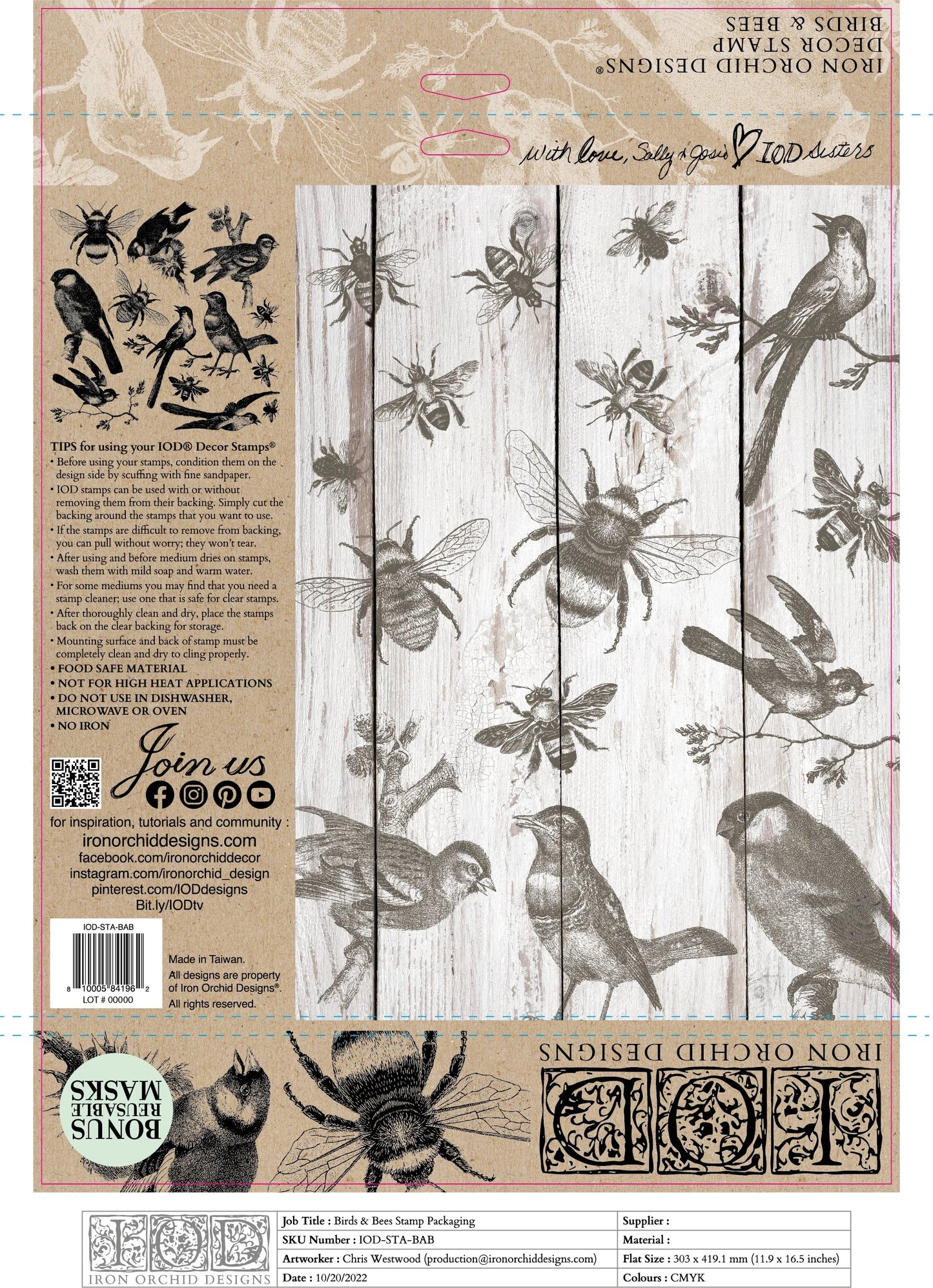 BIRDS & BEES IOD STAMP