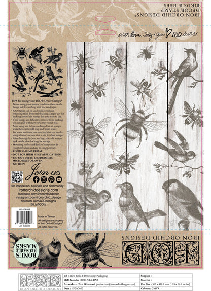 BIRDS & BEES IOD STAMP